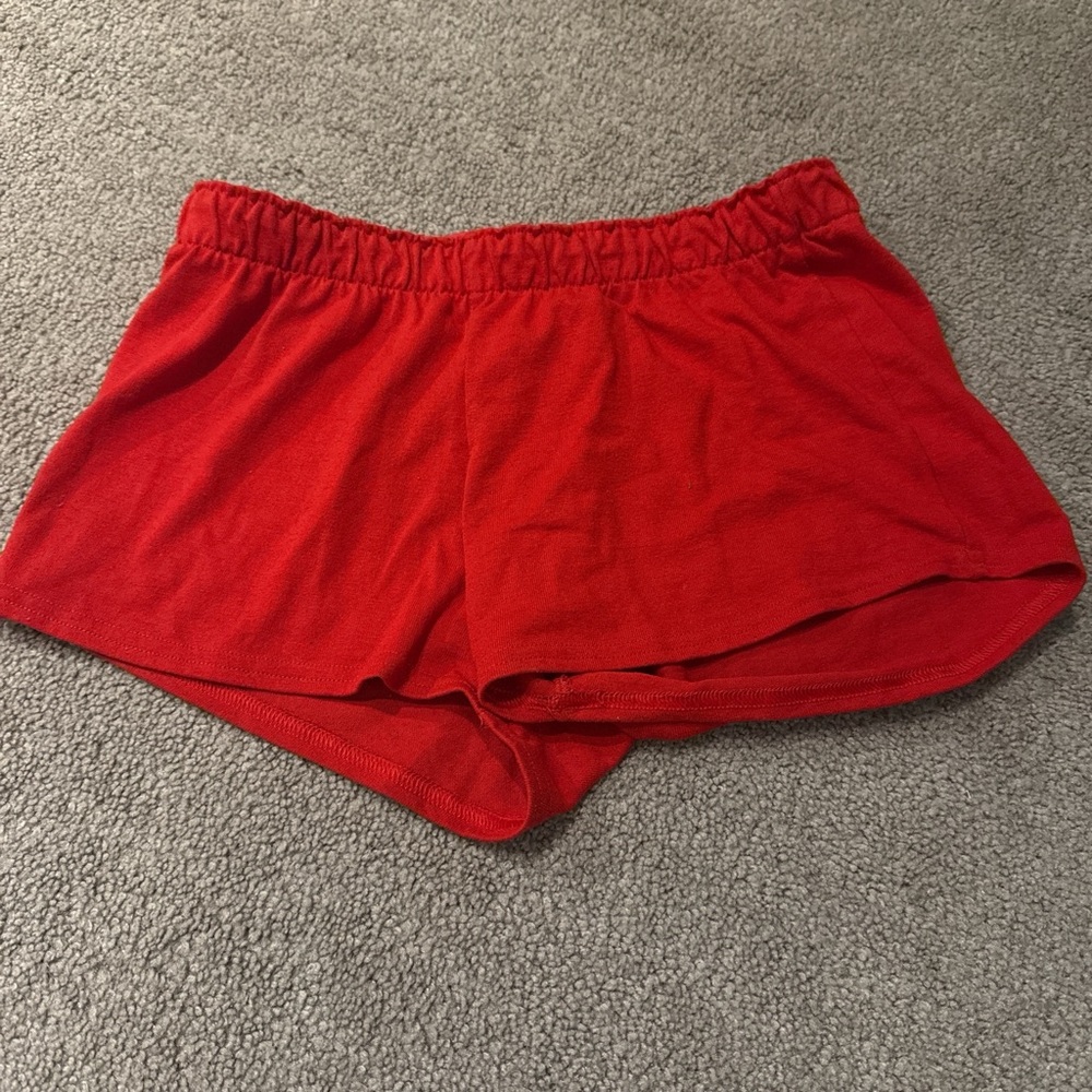 Red Elastic Waist Shorts cotton youth XL